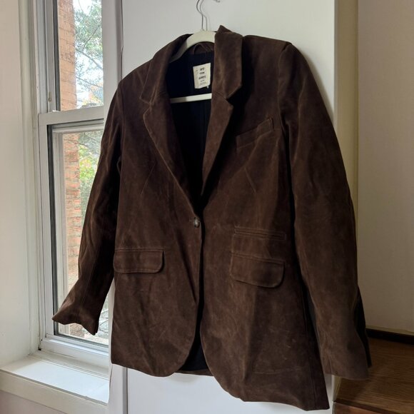New Free People Suede Blazer Jacket Dark Brown We The Free Size XS - Picture 8 of 12